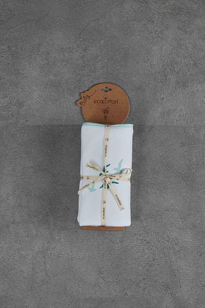 Ecocotton بطانية أطفال من القطن العضوي بنسبة 100% باللون الأبيض