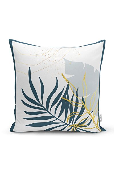 Realhomes Beyaz Zeminde Onedraw Çizimli Yaprak Desenli Dijital Baskılı Modern...