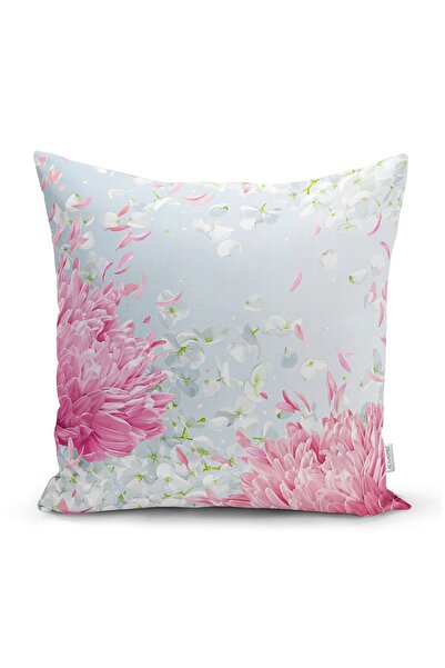 Realhomes غطاء وسادة عصري مطبوع رقميًا على شكل زهرة كوبية ملونة بأرضية باستيل