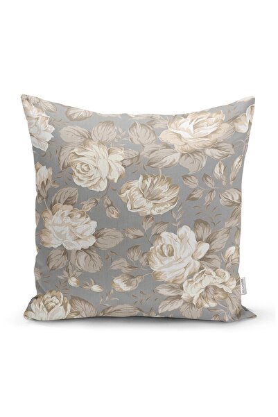 Realhomes Renkli Zemin Üzerinde Gül Desenli Dijital Baskılı Modern Yastık Kır...