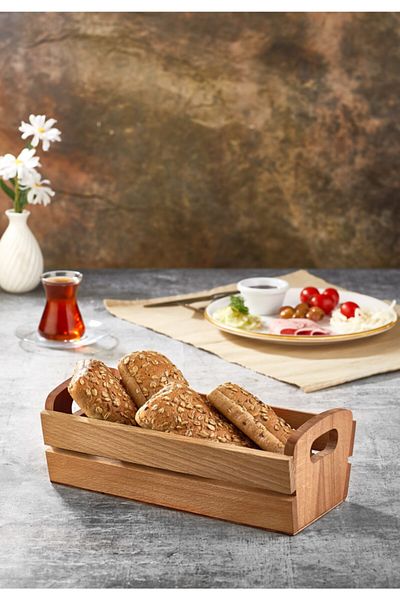 woodsy Bread Basket Grano Wooden Bread Bowl
