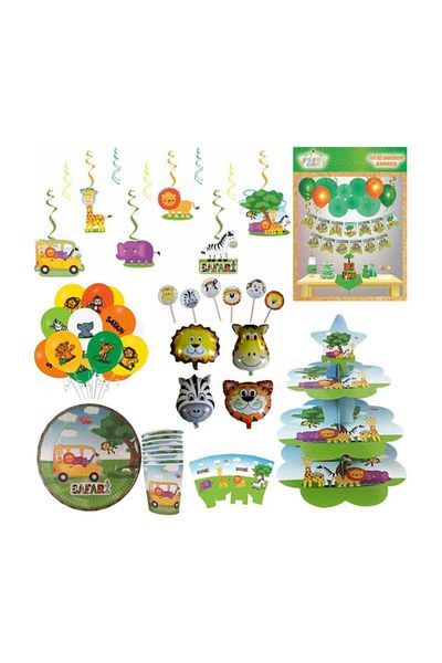 Parti Kırtasiye Safari Party Birthday Set for 8 People