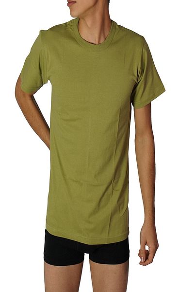 Seher Yıldızı Men's Green Khaki Combed Cotton Crew Neck Undershirt 6-Piece