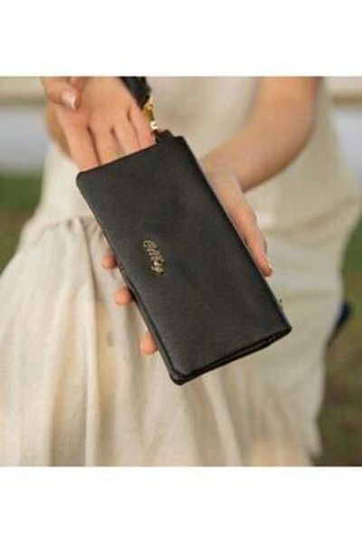 Vera Women's Black Washed Leather Large Size Women's Wallet