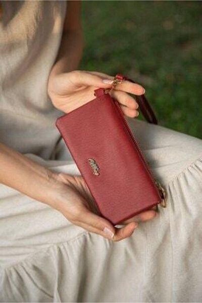 Vera Women's Ollbag Red Washed Leather Large Size Women's Wallet