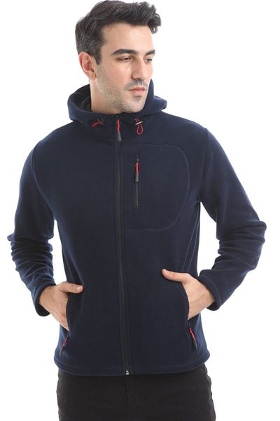 VEGA PORT Ανδρικό φλις με κουκούλα Navy Blue με φερμουάρ