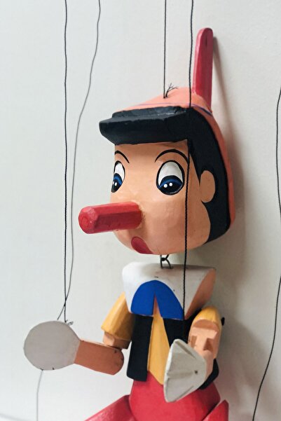 Uçaneller Kuklaevi Ahşap Pinokyo Ipli Kukla