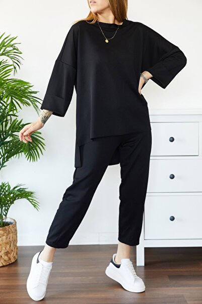 XHAN Γυναικείο Μαύρο Laser Cut Διπλό Σετ Κρέπας 0yxk8-43710-02