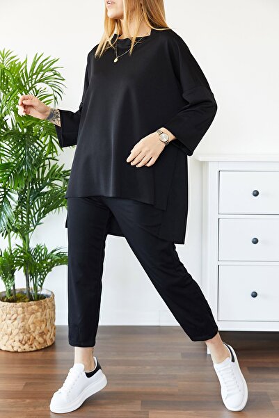 XHAN Γυναικείο Μαύρο Laser Cut Διπλό Σετ Κρέπας 0yxk8-43710-02