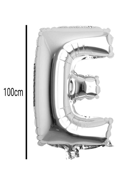 E Elmas Letter E Foil Birthday Balloon Silver (100cm)