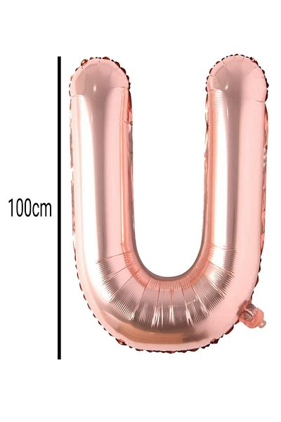 E Elmas Letter U Foil Birthday Balloon Rose Gold (100cm)