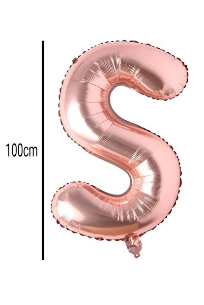 E Elmas بالونة عيد ميلاد مصنوعة من رقائق معدنية على شكل حرف S لون ذهبي وردي (...