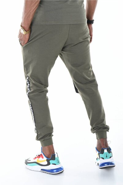 DAVID&GERENZO Ανδρικό παντελόνι Jogger με ραβδώσεις χακί με τσέπες Cargo