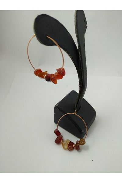 BalıkHediyelik Natural Stone Agate Hoop Earrings