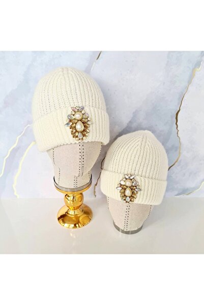 FashionbyTutkuSeyma Anne-Kız Krem Pamuksun Bere