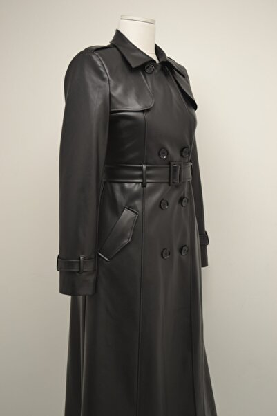 Abacı Kadın Siyah Trenç