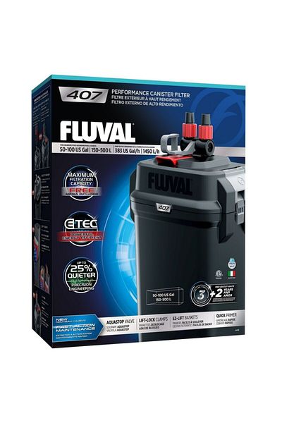 Fluval 407 Aquarium External Filter 1450 L/H 150-500 Lt