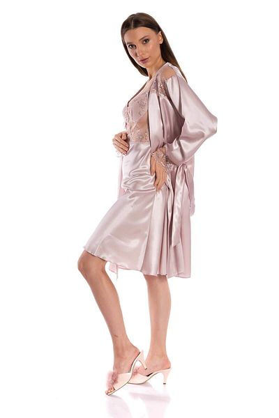 Espuar 260 Double Satin Back Low-Cut Tulle Nightgown Dressing Gown Set