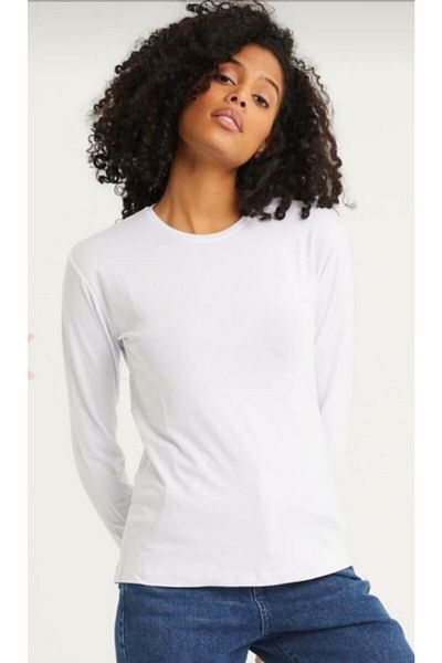 sevdalı Women's White Crew Neck Long Sleeve Bodysuit