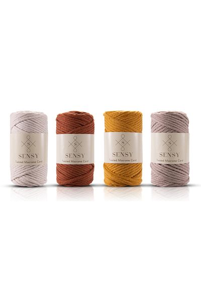 SENSY Scanned Macrame Macrame Hobby Thread Set of 4 Ecru - Tile - Mustard - Milk Coffee - Ecru