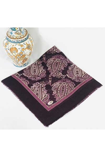 MOM COLLECTİON Kadın Eflatun Flamlı Keten Tülbent