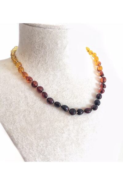 İpek Kehribar قلادة Drop Rainbow Color الأصلية من كهرمان البلطيق، 45 سم