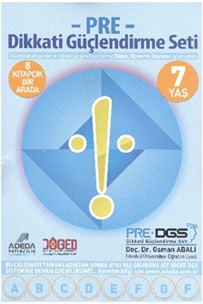 Adeda Yayınları Adeda Pre Dikkati Güçlendirme Seti 1. Sınıf 7 Yaş / Osman Abalı / / 9786054493371