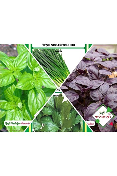 Karahasanoğlu Tarım Taze Soğan-mor Reyhan-yeşil Reyhan-maydanoz 4'lü Tohum Seti