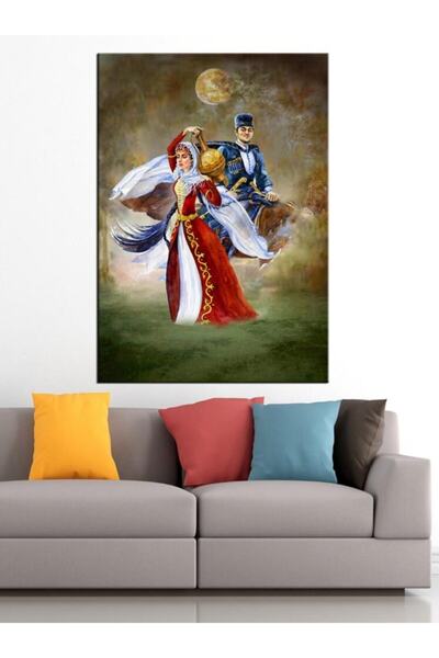 caddeko Forklorik Kafkas Çerkez Figürleri Kanvas Tablo 70x100cm