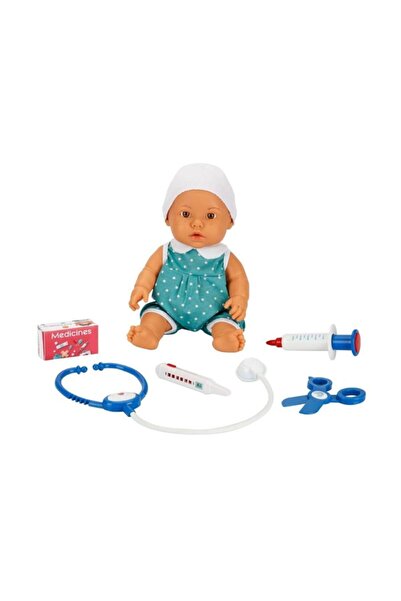 Genel Markalar Bebelou Doktor Zamanı 35cm Konuşan Bebek 29459 Yeşil Puantiyeli