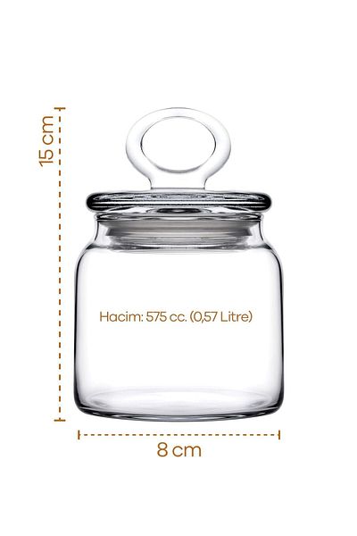 Paşabahçe Kitchen Slim Small Jar Set of 2 with Glass Lid - 575cc Fma07096