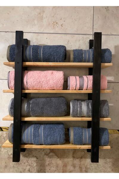 MSAĞWOODS Bathroom-luxury-towel Organizer, Solid-raw Wood Shelf, Couple Towel Organizer