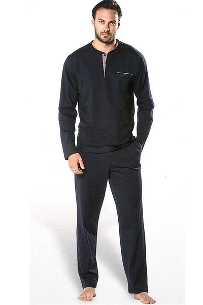 Pierre Cardin Men's Navy Blue 2-Piece Long Sleeve Pajama Set