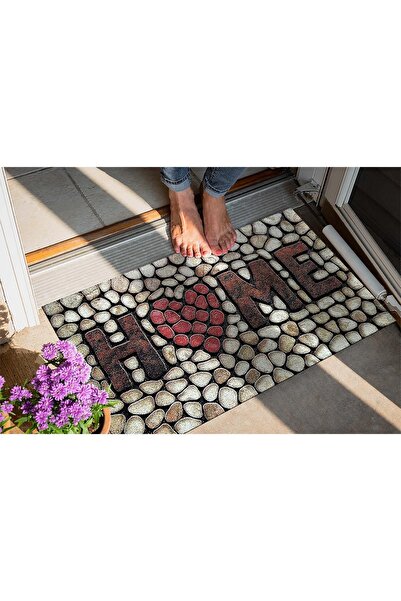 Evsebu Pienso Home Home Kalpli Çakıl Dekoratif Kapı Önü Paspası