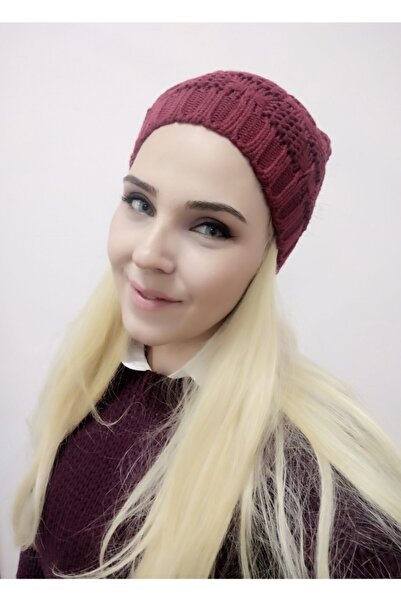 Zaradise Accessories Burgundska beretka sa pomponom