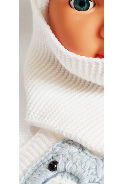 Bebekmağazam Baby Boy White Knitwear Scarf Beanie Set