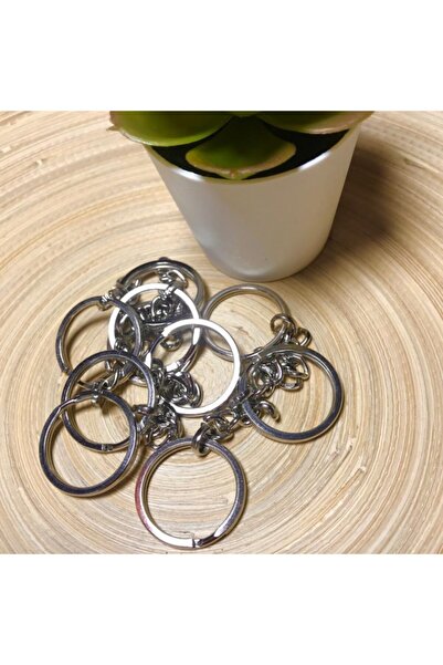 yekyarn Anahtarlık Aparatı Zincirli Halka Gümüş 2.5 cm 10 Adet
