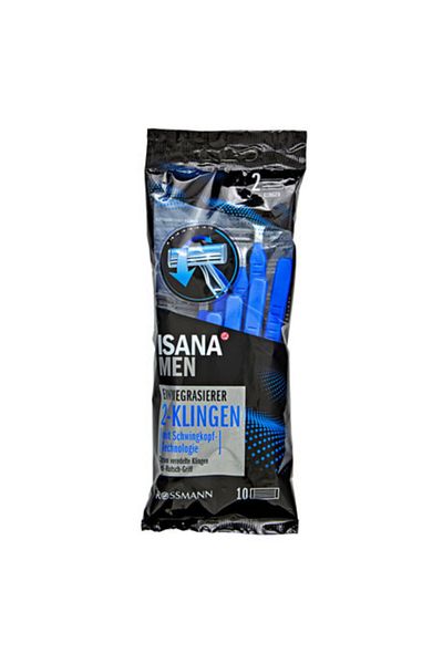 ISANA Men's Razor Blades with 2 Blades, Disposable 10 Pieces