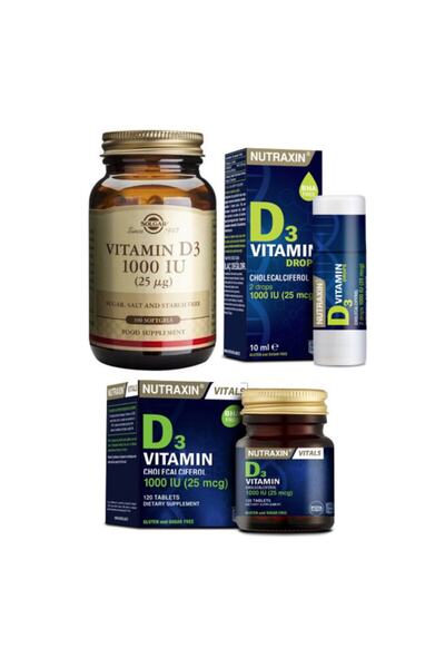 Solgar D3 Vitamin Seti- D3 Vitamini 100 Kapsül+nutraxin D3 Vitamini 120 Table...