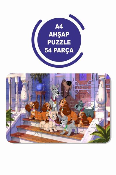 Baskı Atölyesi 54 Parça Ahşap Puzzle Sevimli Köpekler Çocuklar Için