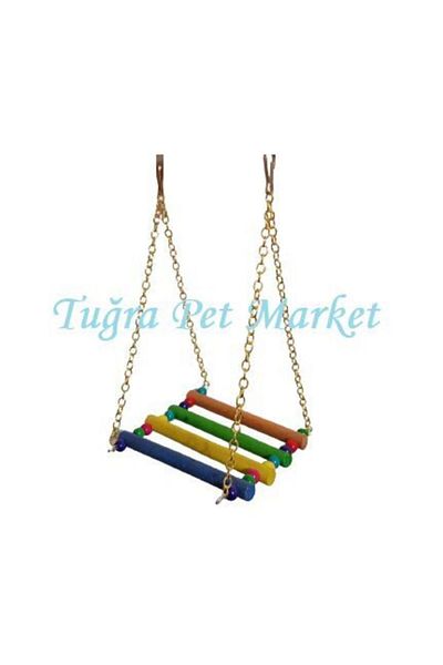 TUĞRA PET MARKET Tuğra Pet Market Colorful Wooden Budgie Swing with Perch and Wooden Beads