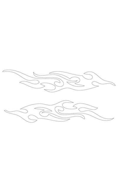 TSC Beyaz 2 Adet Alev Desen Araba Oto Sticker Yapıştırma