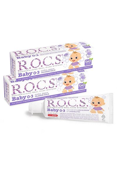 Rocs Kids معجون أسنان روكس للأطفال من عمر 0 إلى 3 سنوات بخلاصة الزيزفون 35 مل(2 قطعة)