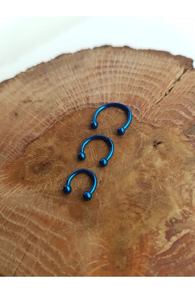 Karınca Piercing 6 Mm Smallest Size Blue Half Ring Ear Piercing