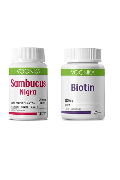 Voonka Sambucus Nigra 42 Chewing Tablet + Biotin 2500 Mcg 102 Tablets