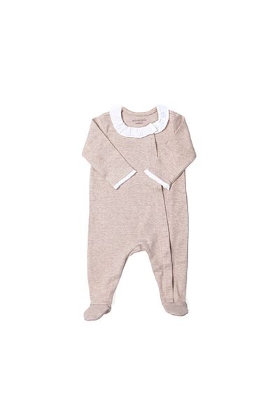 POETREE KIDS Chevron Light Camel Ruffle Collar Baby Jumpsuit