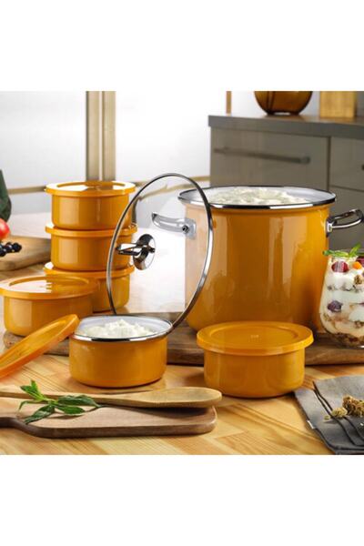 Kosova مجموعة تخمير الزبادي مكونة من 7 قطع باللون الأصفر