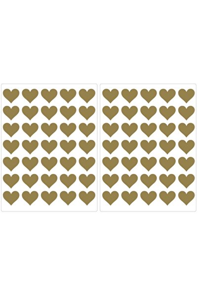 BugyBagy 70 Adet 3,5 cm Ebatında Gold Kalp Sticker
