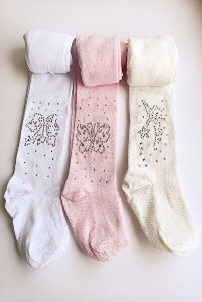 Momslab Kız Çocuk Beyaz Pamuklu Taşlı Külotlu 3'lü