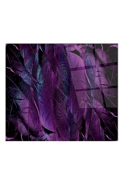 Olinpa 50X50 cm Glass Stove Back Protector Countertop Built-In Back Protector |   Purple Feather